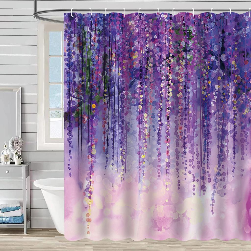 Shower Curtain Waterproof And Mildew-Proof 3D Digital Printing Plant Stone Printing Shower Bathroom Partition