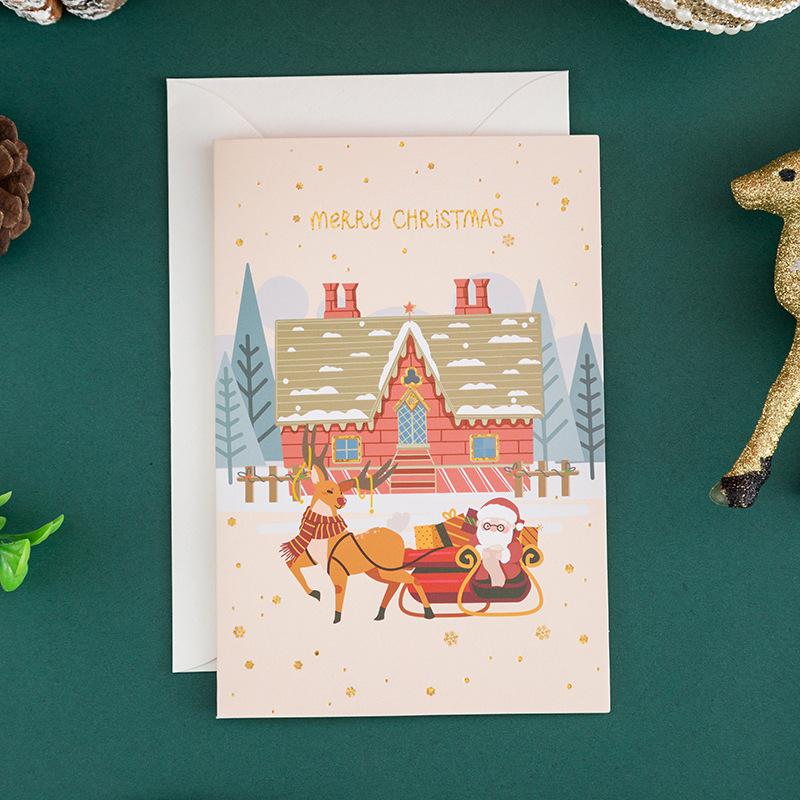 New Bronzing Christmas Card Cartoon Holiday Christmas Eve Christmas Card Blessing Wish Message Card