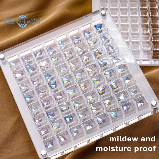 Acrylic Nail Rhinestone Box Grid Easy Access Clear Storage Tool Organizer Eco-friendly Rhinestone Box
