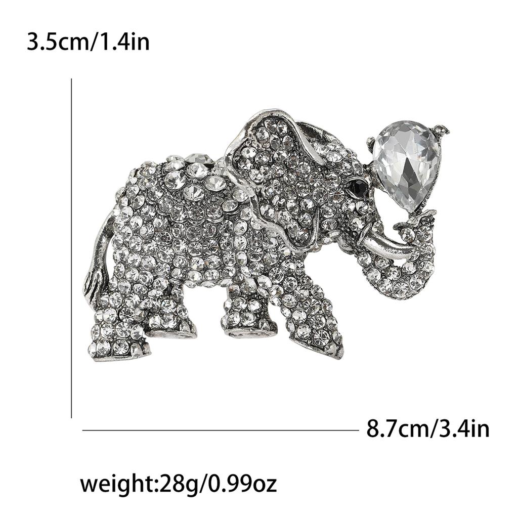 Rhinestone Elephant Brooch for Women Unisex Glass Animal Pin Mammoth Lapel Pins Banquet Party Backpack Gifts Jewelry Accessories