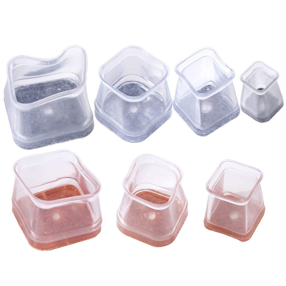 Universal Floor Protectors Chair Leg Cover Square Reduce Noise Chair Feet Cover Thickened Non-Slip Silicone Leg Caps Furniture