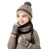 Knitted Toddler Beanie Hat Scarf Glove Set With Jacquard Warm Fleece Lined Winter Accessory Kids