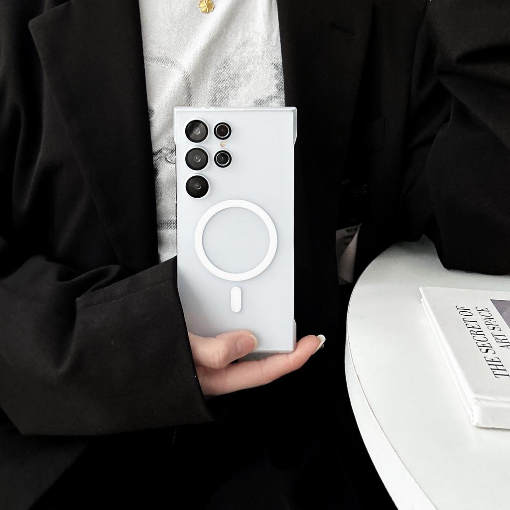 Ultra thin Frameless Suitable for Samsung S25 Ultra Powerful Magnetic Phone Case S24 Skin Feeling Matte Hard Shell