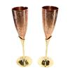 Engraved Copper Plated Brass Wine Goblet Champagne Flutes Coupes Glasses Set of Two - Ideal for Moscow Mule Too (Slender Copper)