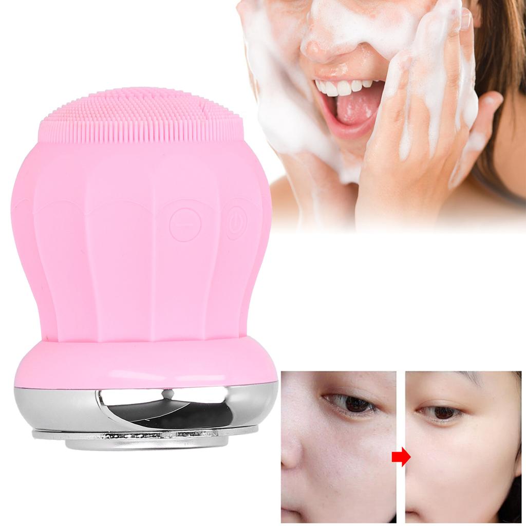 Vibration Face Cleansing Brush 45 celsius Constant Temperature Deep Cleaning Silicone Face BrushBlue