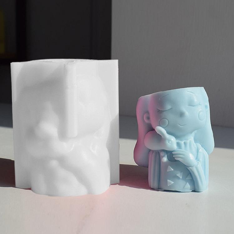 3D Teenager Girl Planter Silicone Mold Candle Candy Decorating Tool Household