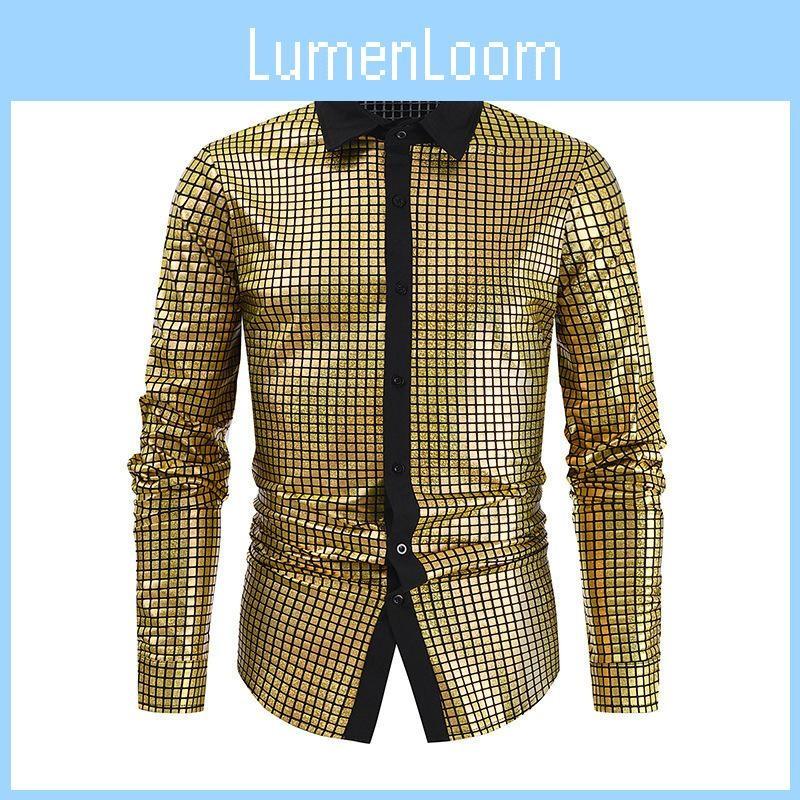 Formal Long Shiny Sleeve Shirt With Glitter Buttons For Anime And Cosplay Fans