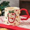 Christmas Ceramic Cup with Handle High End Coffee Cup Household Cartoon Light Luxury High Quality Mug