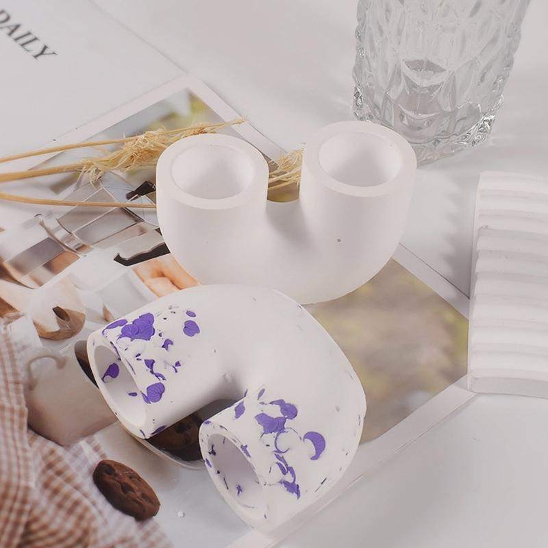 U-shaped Candle Holder Silicone Mold Aromatherapy Candlestick Gypsum Molds Desktop Home Decoration Resin Mould