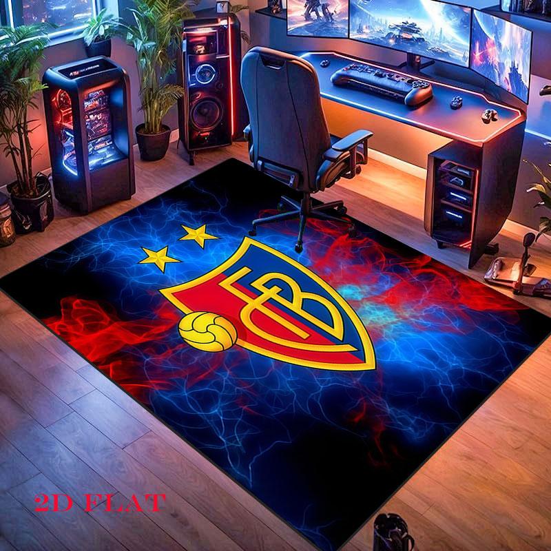 FC Basel 1893 Teppich für Wohnzimmer Schlafzimmer Zuhause Sofadekoration, Rutschfeste Bodenmatte für Kinder