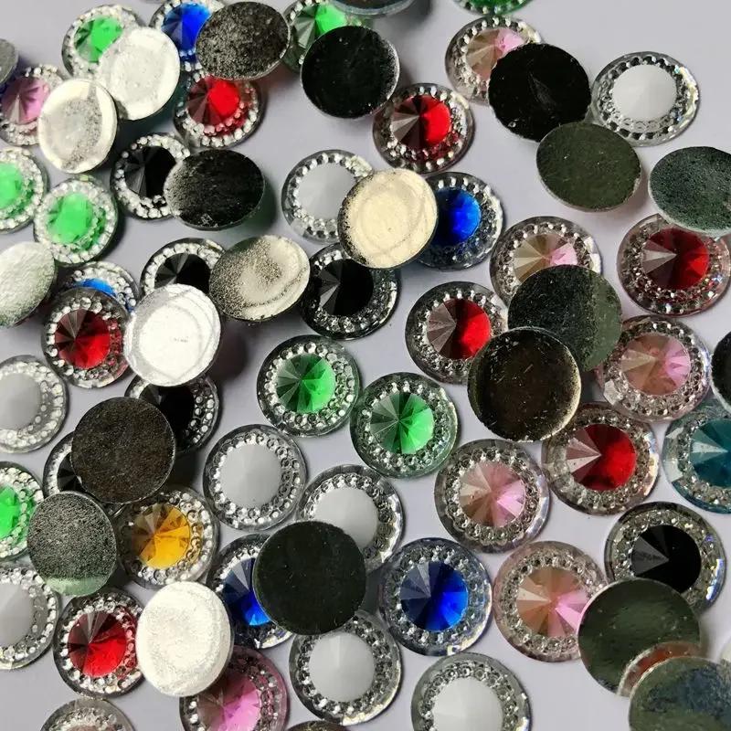 80 Stück 12mm Kristall Strass zweifarbig Strasssteine DIY Kreisförmige flache Rückseite Harz Handwerk für Hochzeitsdekoration -A67