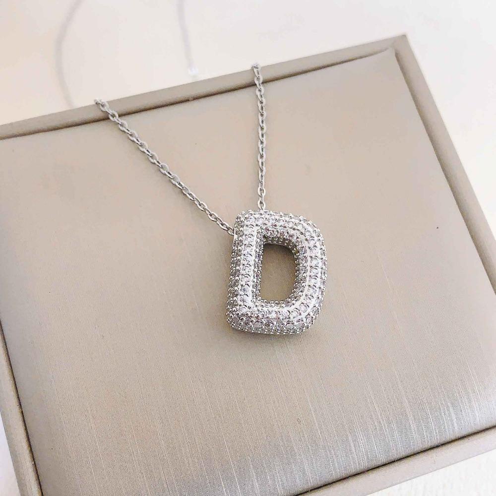 Necklace Female English Alphabet Necklace Female Hip Hop Full Zircon Delicate Clavicle Chain Personality Necklace