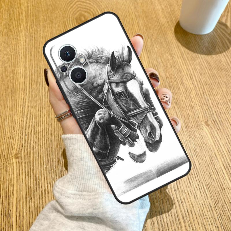Horse Sketch Funda For OPPO Reno 7 8 Lite 14 F 13F 12F 11F 13 12 11 10 Pro OPPO Find X9 X8 X6 X5 Pro Case