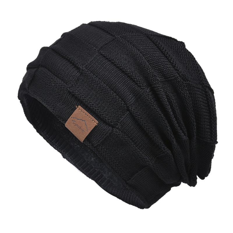 9875 Autumn/Winter Fleece-Lined Multi-Color Wool Knit Pullover Hat - Cozy Fashion for Women