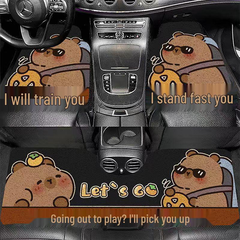 

Adorable Cartoon Capybara Crystal Velvet Rear Car Floor Mat - Universal Dirt-Resistant Design Driver s Seat One Piece 50x65cm