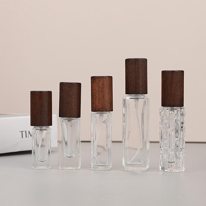High-Grade Portable Perfume Refill Bottles with Wood Cap - 5ML, 10ML, 20ML Travel Size Options