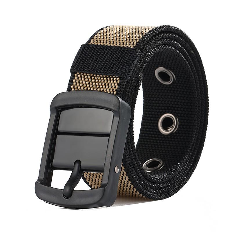 Reversible Dual-Color Nylon Belt With Rotating Pin Buckle Unisex Casual Waistband Jeans Pants