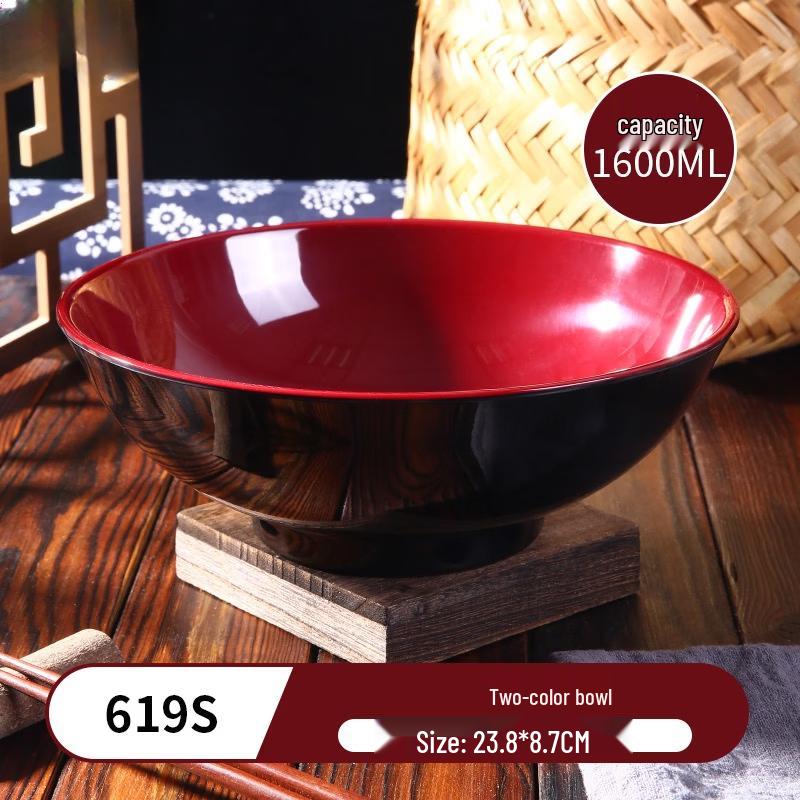 12-inch Commercial Melamine Black & Red Dual-Color Bowl