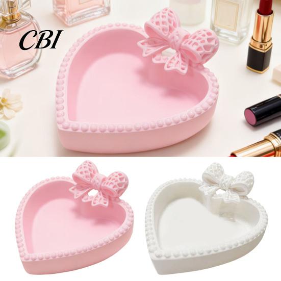Artistic Desktop Organizer 3D Printed Bow Jewelry Tray, Cute Heart-Shaped Organizer, Stable Decorative Unique Art Collection Gift for Rings