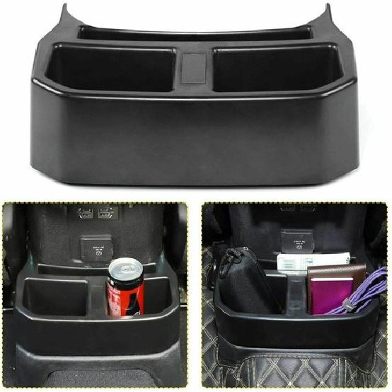 Rear Console Cup Holder Storage Box Organizer for Jeep Wrangler JL 2018+ Black