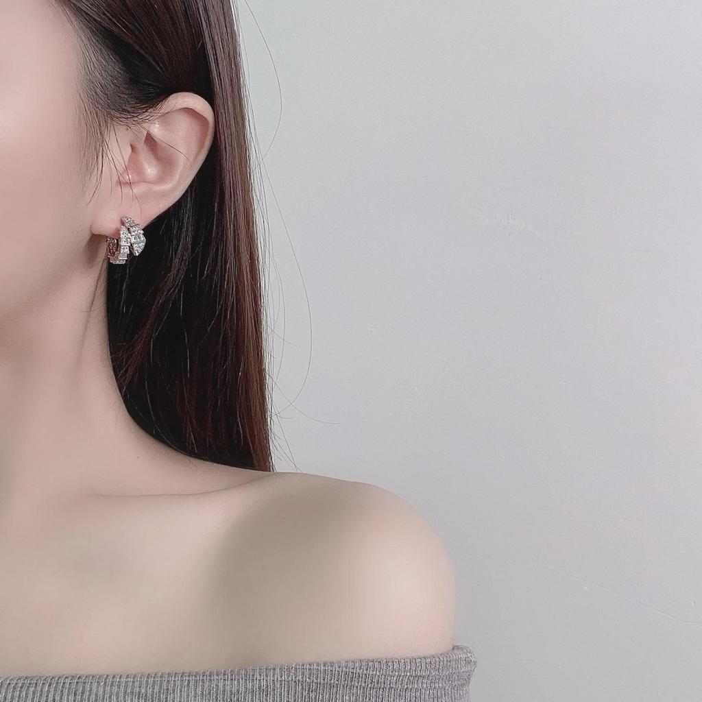 Elegant Snake Bone Style Zircon Earrings with S925 Silver Needle - High-End Luxury Design for Women