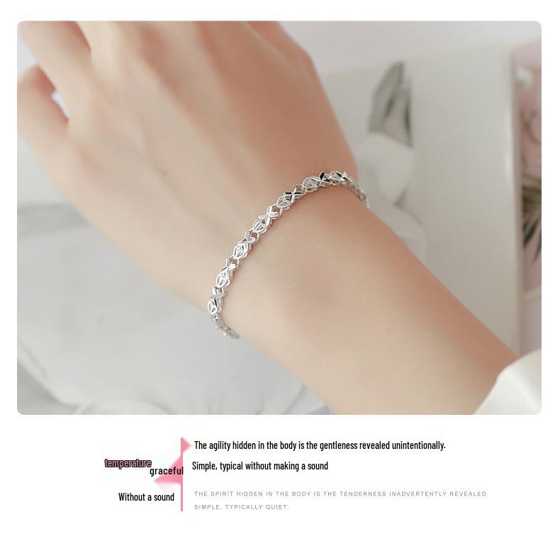 Korean Style Sterling Silver Crystal Beaded Bracelet for Women - Simple, Personalized Gift for Girlfriend or Bestie