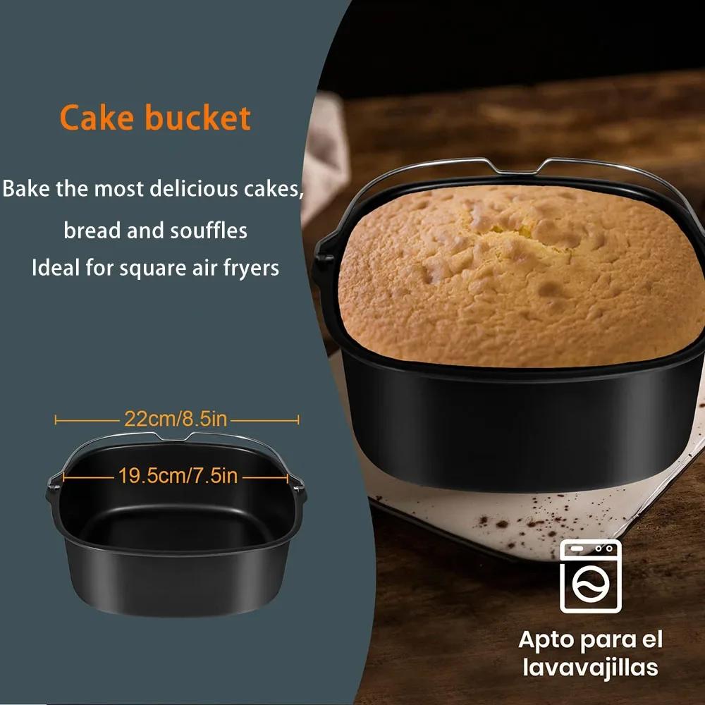 6pcs 9pcs AirFryer Accessories Set 8inch Fit for 5.5L Airfryer Baking Basket Pizza Plate Grill Pot Kitchen Cook Tool For Home