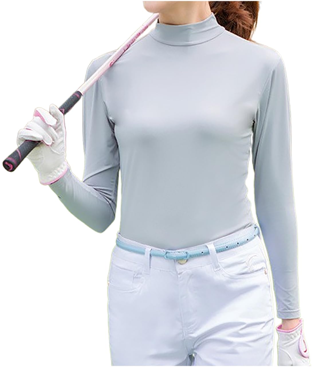 

Доступно в 4 прохладных для макета гольф длинный УФ спортивный прохладный на ощупь гольф пот быстрый длинный спортивный стрейч пот быстрый облегающий УФ сыпь солнцезащитный крем [M-Sing] серый