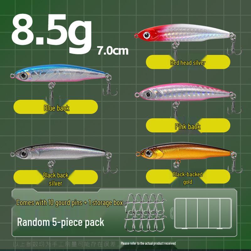 Small Silver Fish Pencil Twitching Long Cast Slow-Sinking Freshwater & Sea Fishing Lure for Mackerel & Asp
