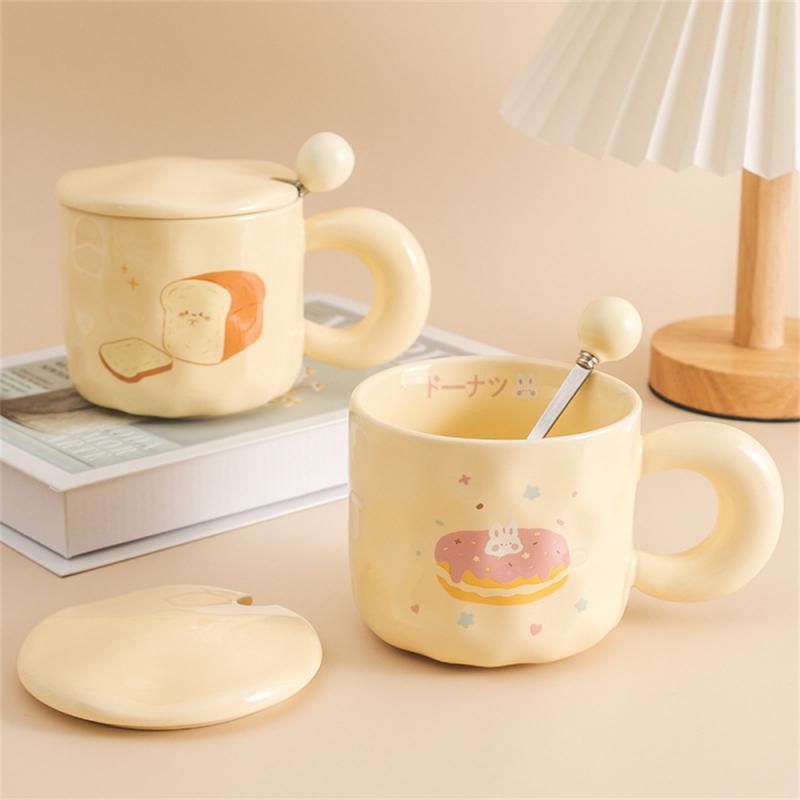 Porcelain Cup Girl Cartoon Multifunction Covered Spoon Practical Cute Water Accessories For Perfect Cup For Hot Drinks Mug