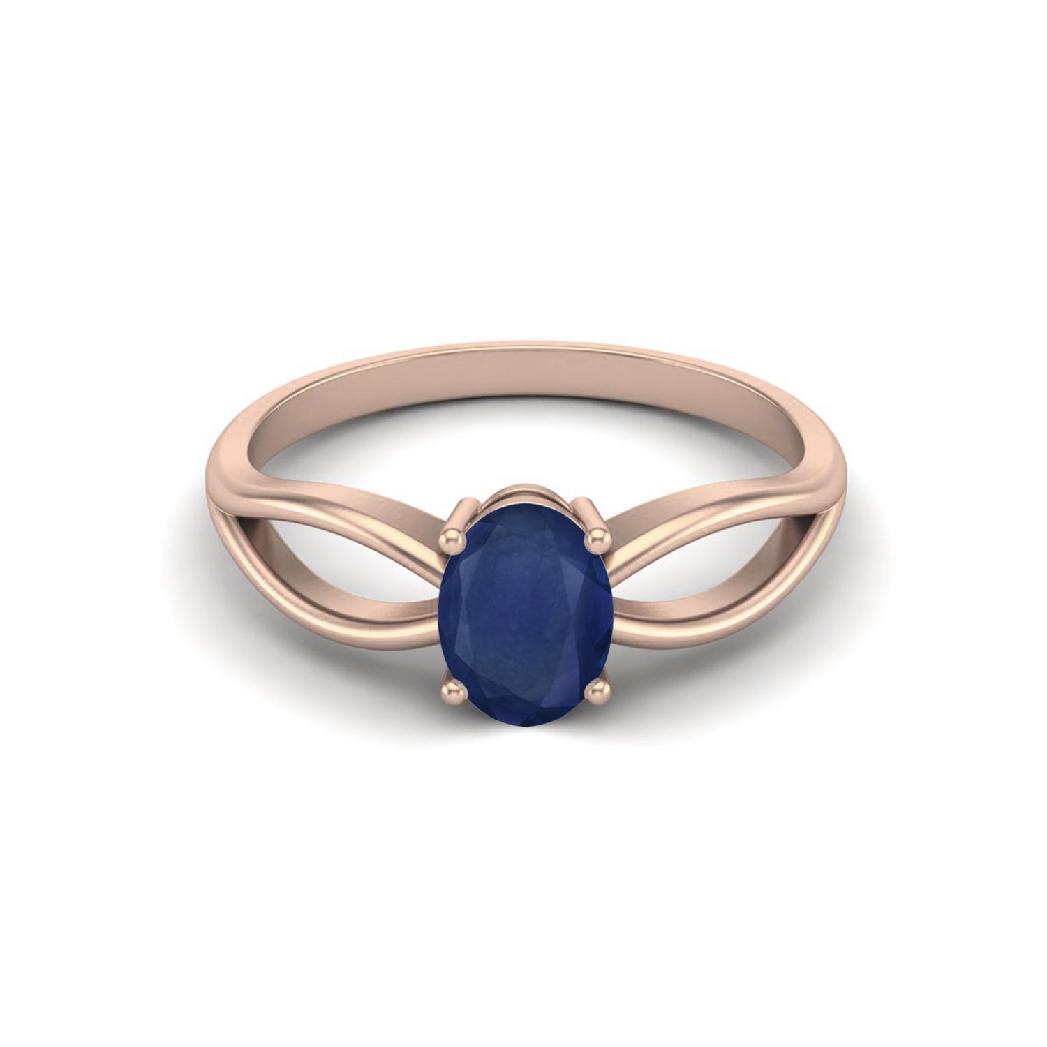 7X5mm Oval Blue Sapphire 925 Sterling Silver Rose Vermeil Women Wedding Solitaire Celtic Ring