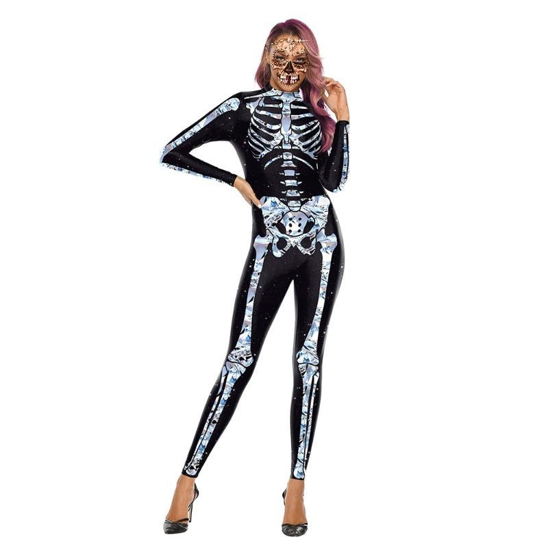 Halloween Costumes, Skeletons, Digital Printing, Slim-fit Onesies, Hot-selling Performance Costumes