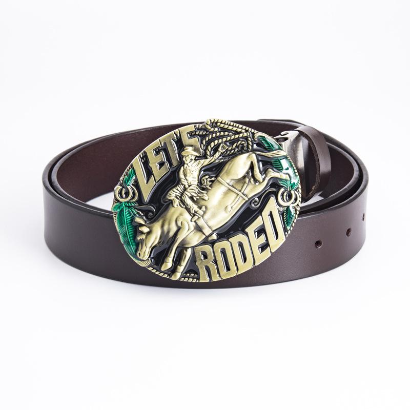 Gürtel aus einer Legierung, Western-Denim-Gürtel, Rodeo-Gürtel mit glatter Schnalle