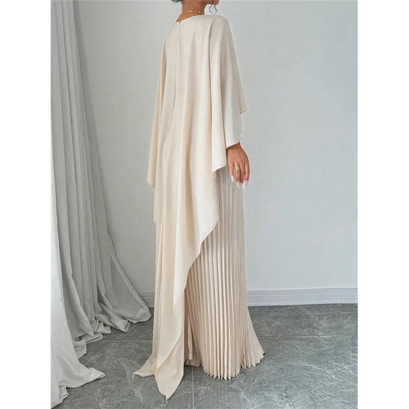 Completo Due Pezzi Elegante alla Moda 2026: Gonna Pieghettata Irregolare con Top a Manica Pipistrello Larga per Donna