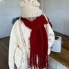 Red Scarf for Women Winter Korean Version Christmas Knitted Animal Year New Thickened Warm Scarf