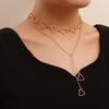 Fashion Hollow Love Long Tassel Peach Heart Necklace Cold Wind Sweater Chain Necklace