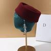 New Hard Top Wool Felt Berets Concave Top British Retro Vintage Fedoras Hats Pillbox Cap Wedding