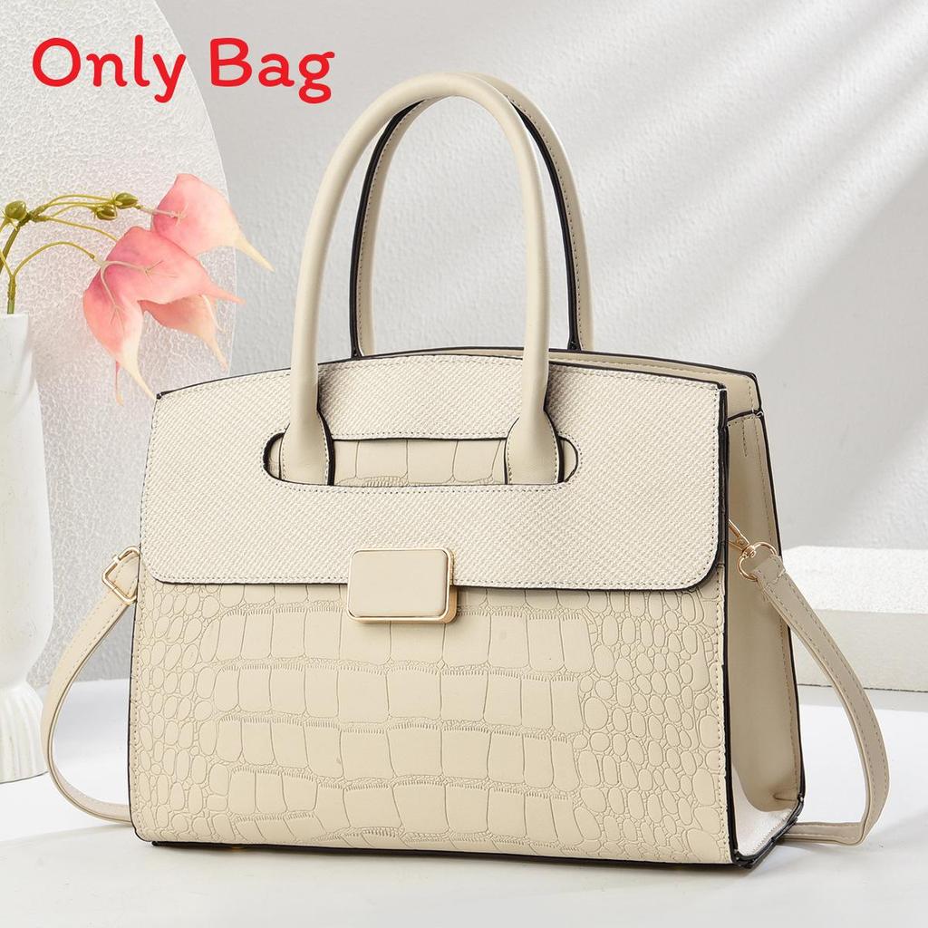 Pu Stone Pattern Tote Bag With Zipper Closure For Daily Use