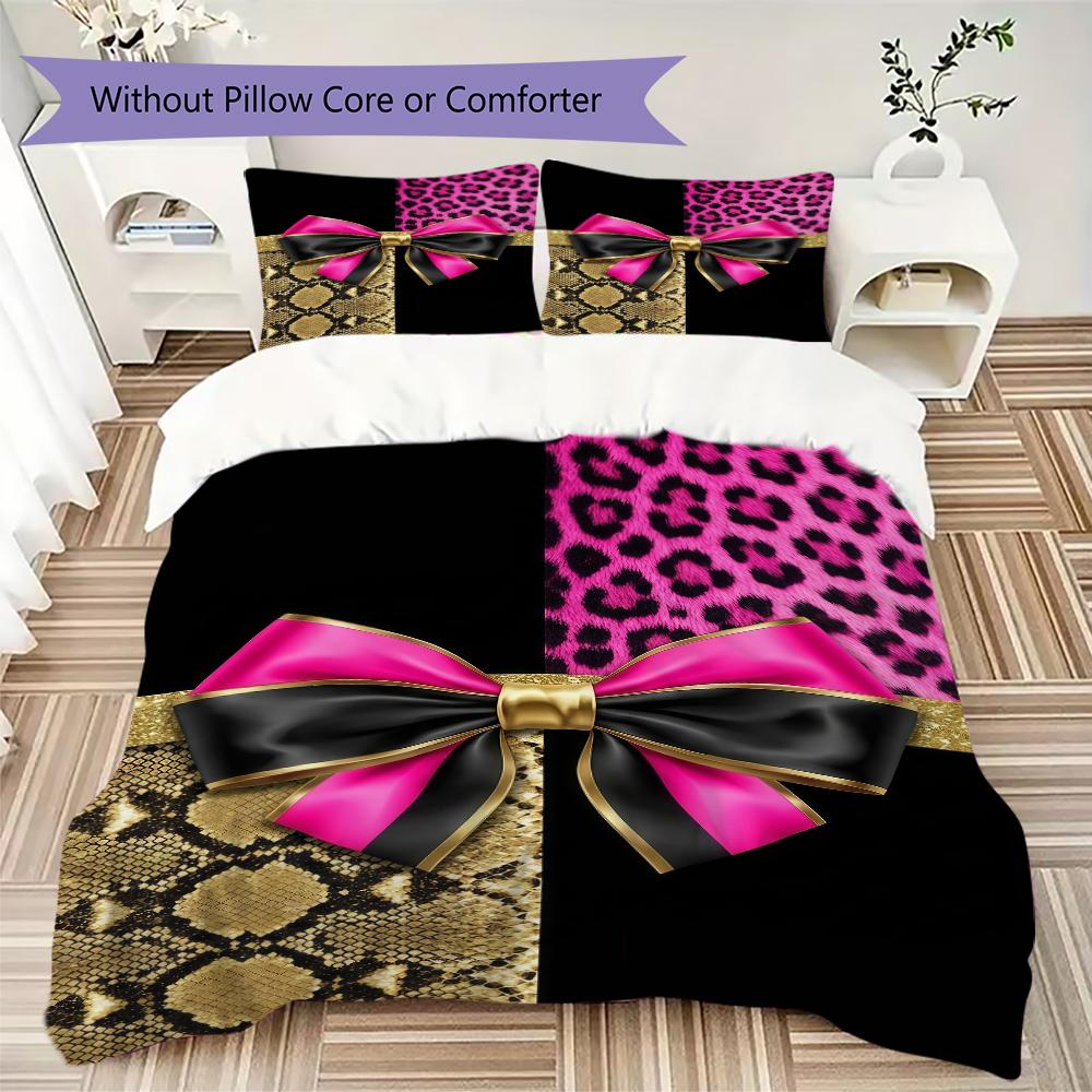 Gorgeous Bow Pattern Bedding Uilt Set Uilt Cover Pillowcase Home Decoration Birthday Gift (1 * Duvet Cover + 2 * Pillowcase Without Core)113