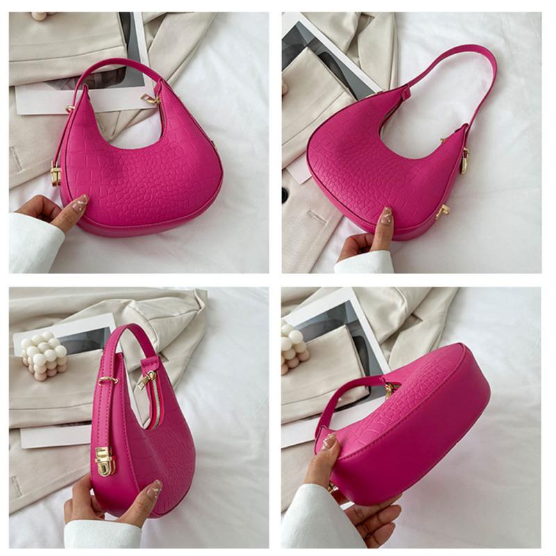 Shoulder Bags For Women Solid Color Trendy Simple Cute Tote Handbag With Zipper Closure