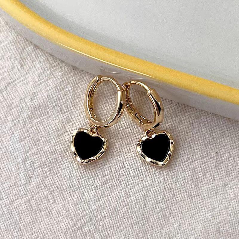 2025 Black Heart Temperament Dangle Earrings: Elegant, Unique, High-End Women's Hoops