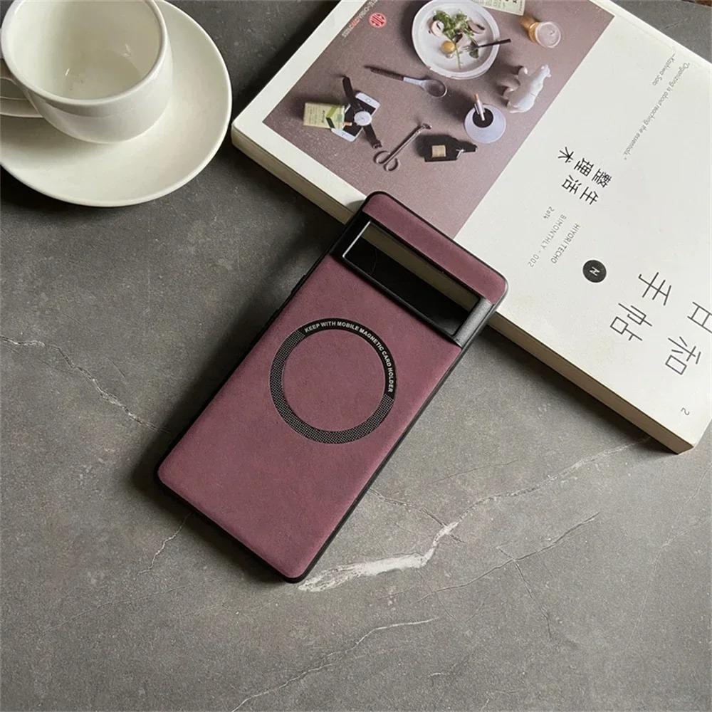 Vintage Solid Color Soft Leather Case for Google Pixel 10 9 8 7 6 A Pro XL Shockproof Magnetic Wireless Charging Skin Feel Cover