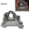 3D Printed Diorama Props Gothic Ruin Skull Altar Table Ornaments, Broken Chapel Dark Style Room Decor Castle Ruins Miniature Props, Halloween