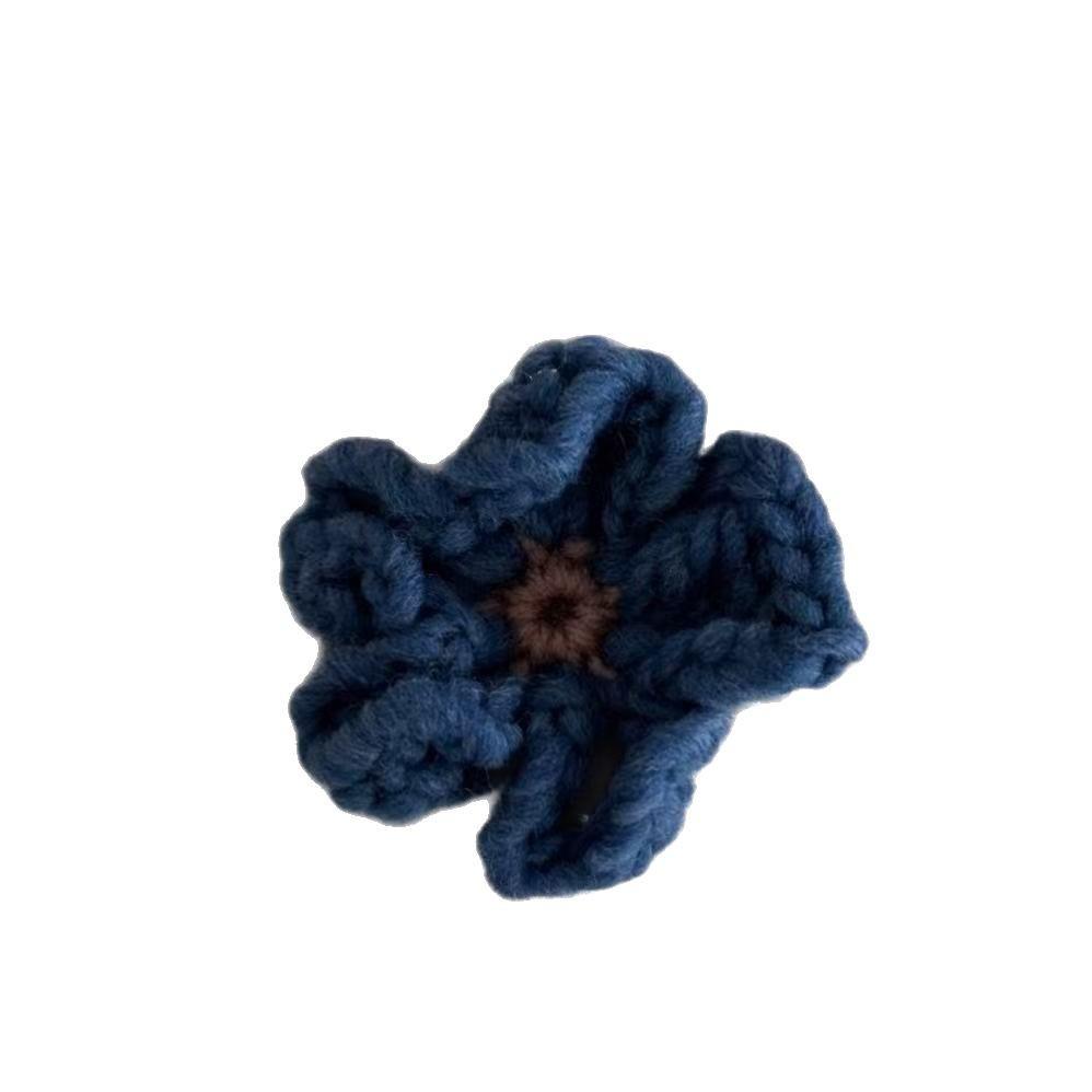 Słodki Uroczy Klips do Włosów Niebieski Mały Kwiatek Wsuwka Retro Dzianinowy Kwiatowy Kobiety Dziewczynki Klips Krokodylkowy Grzywka Klips Boczny Akcesoria do Włosów