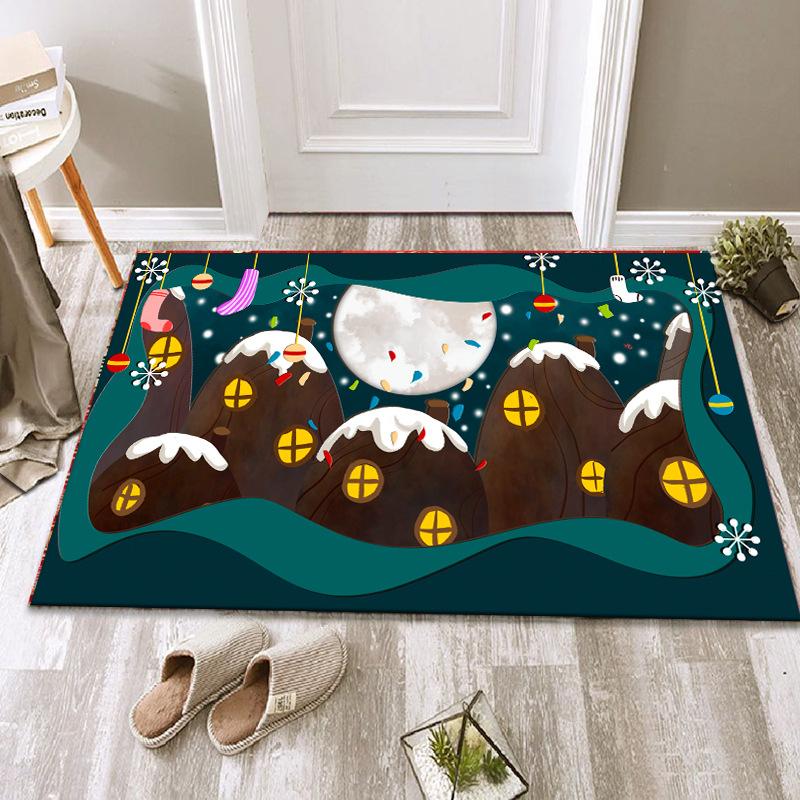 Christmas Floor Mat Festive Atmosphere Feeling Absorbent Non-slip Foot Mat Household Door Floor Mat