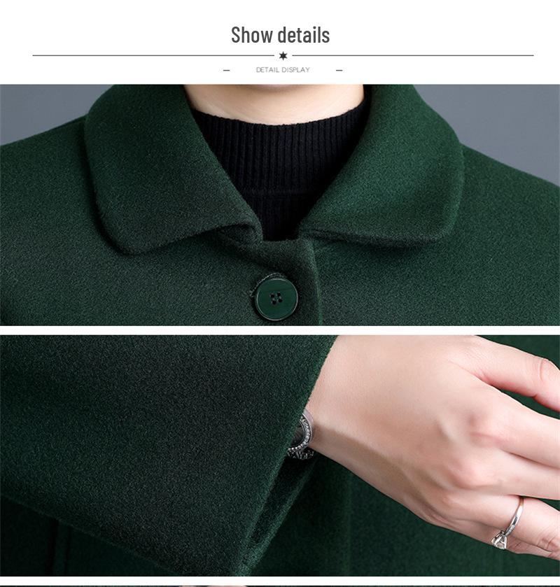 2023 Retro Mid-Length Woolen Coat - Fashionable Autumn/Winter for Middle-Aged & Elderly Women