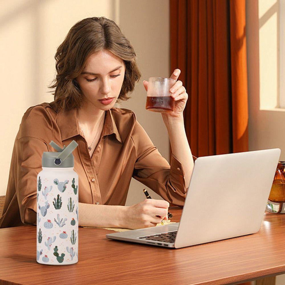 Straw Lid Vacuum Insulation Tumbler 304 Stainless Steel Handheld Cup New Drinking Cup  Handheld Use