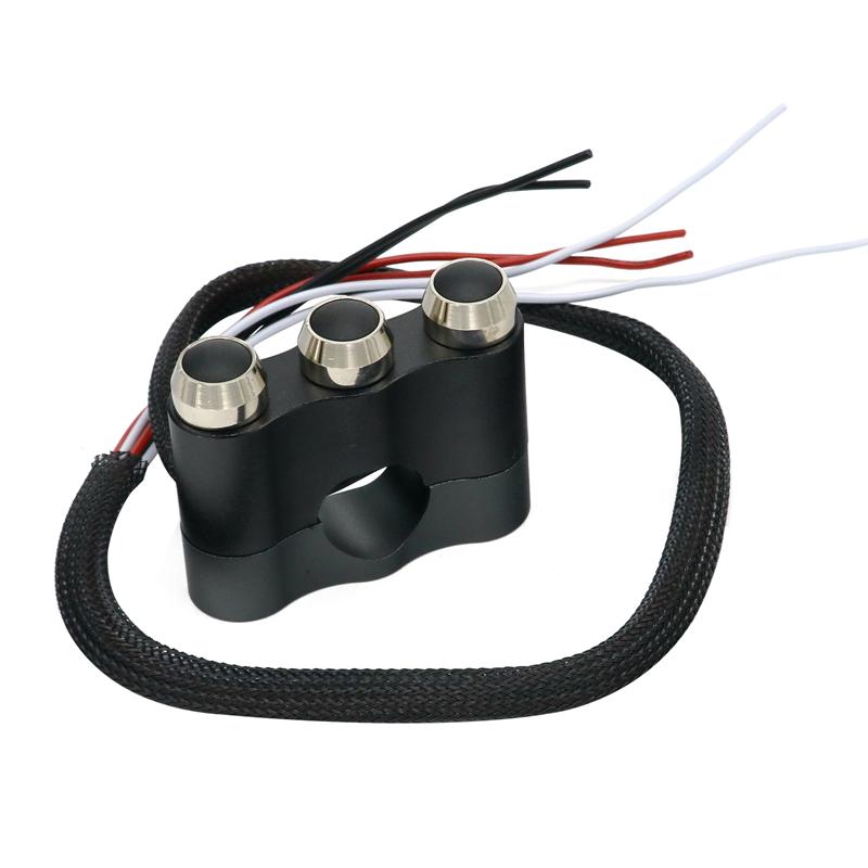 LMoDri Motorcycle Universal Aluminum Switch 7/8" Handlebar Control For Headlights Horns Emergency Stop Light Three-in-one
