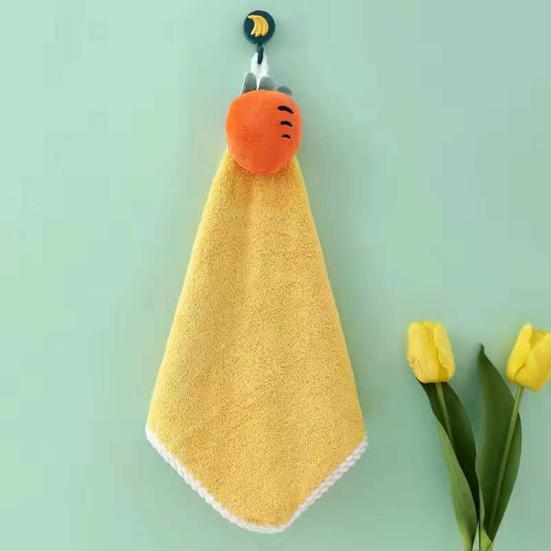 Hand Towel with Lanyard Design, Cartoon Fruit Animal Decor Bathroom Hanging Towel, Soft Thickened Fabric Hand Towel for Kitchen