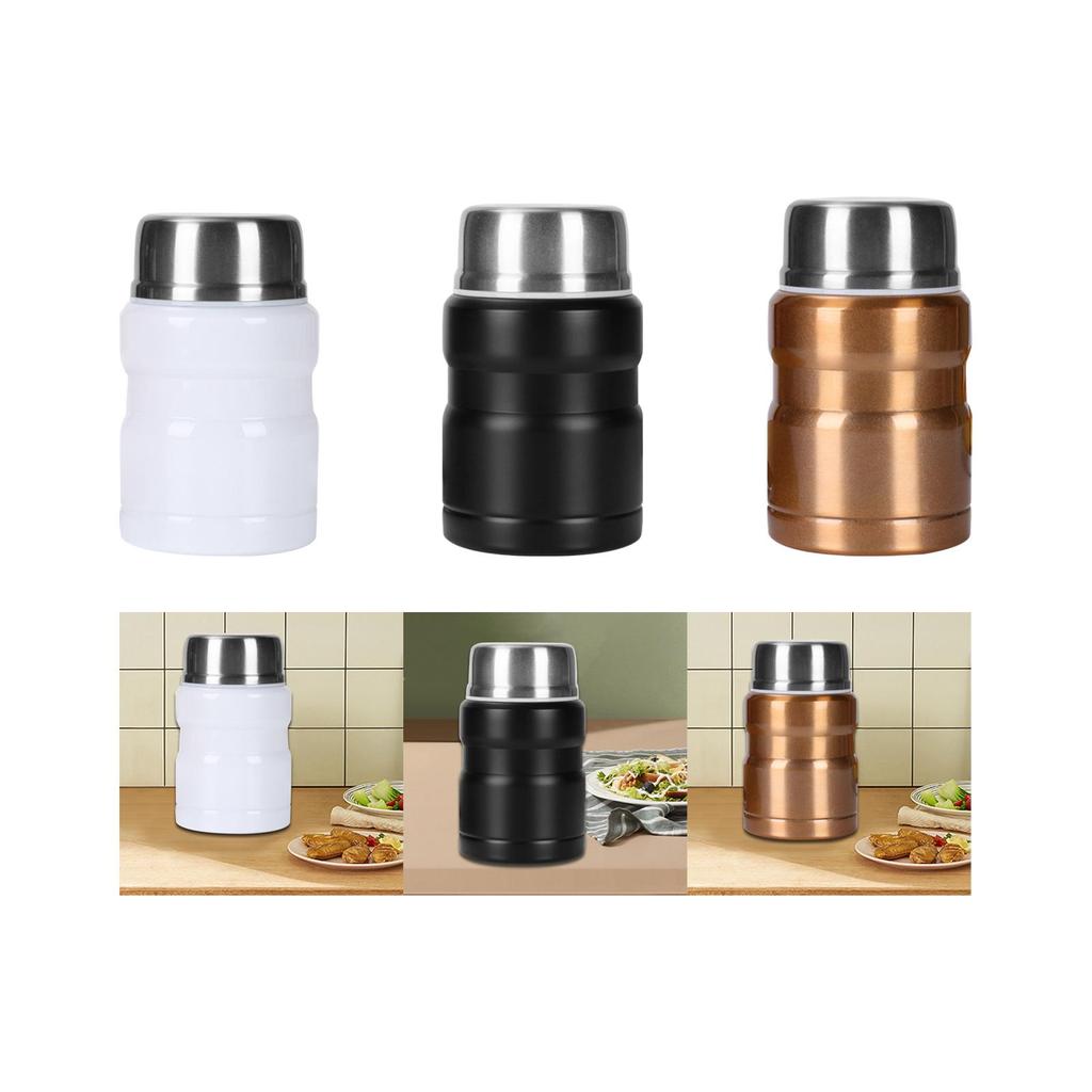 Flask for Hot Cold Food Portable 500ml with Folding Spoon Soup Flask Food Jar for BBQ Camping Cold Drink Ice Cream Lunch